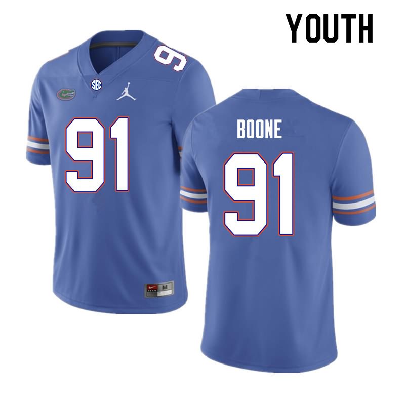 Youth NCAA Florida Gators Justus Boone #91 Stitched Authentic Nike Royal College Football Jersey JFN8165IZ